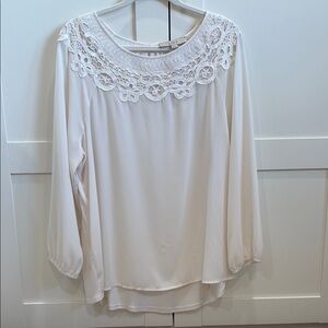 LOFT cream blouse Size XL